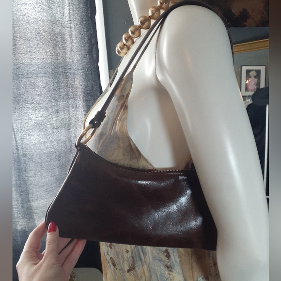 Zara Nwot Faux Leather Chocolate Brown Shoulder Bag - Picture 3 of 16